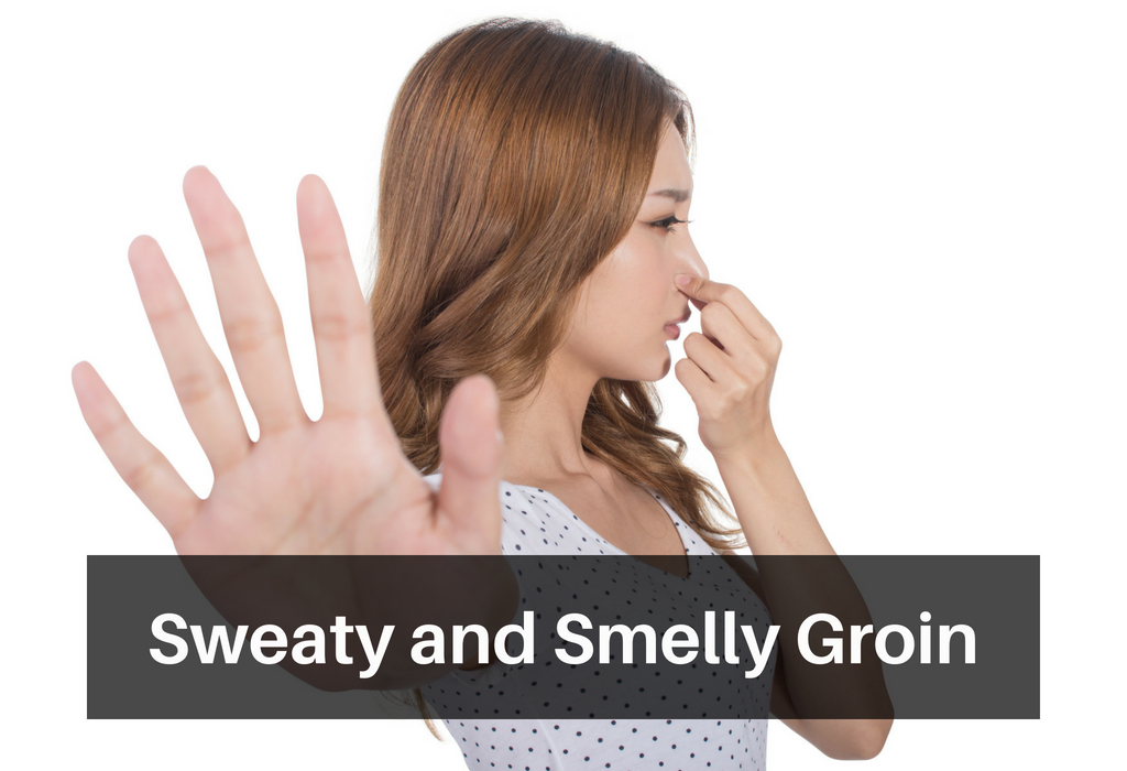 Sweaty and smelly groin